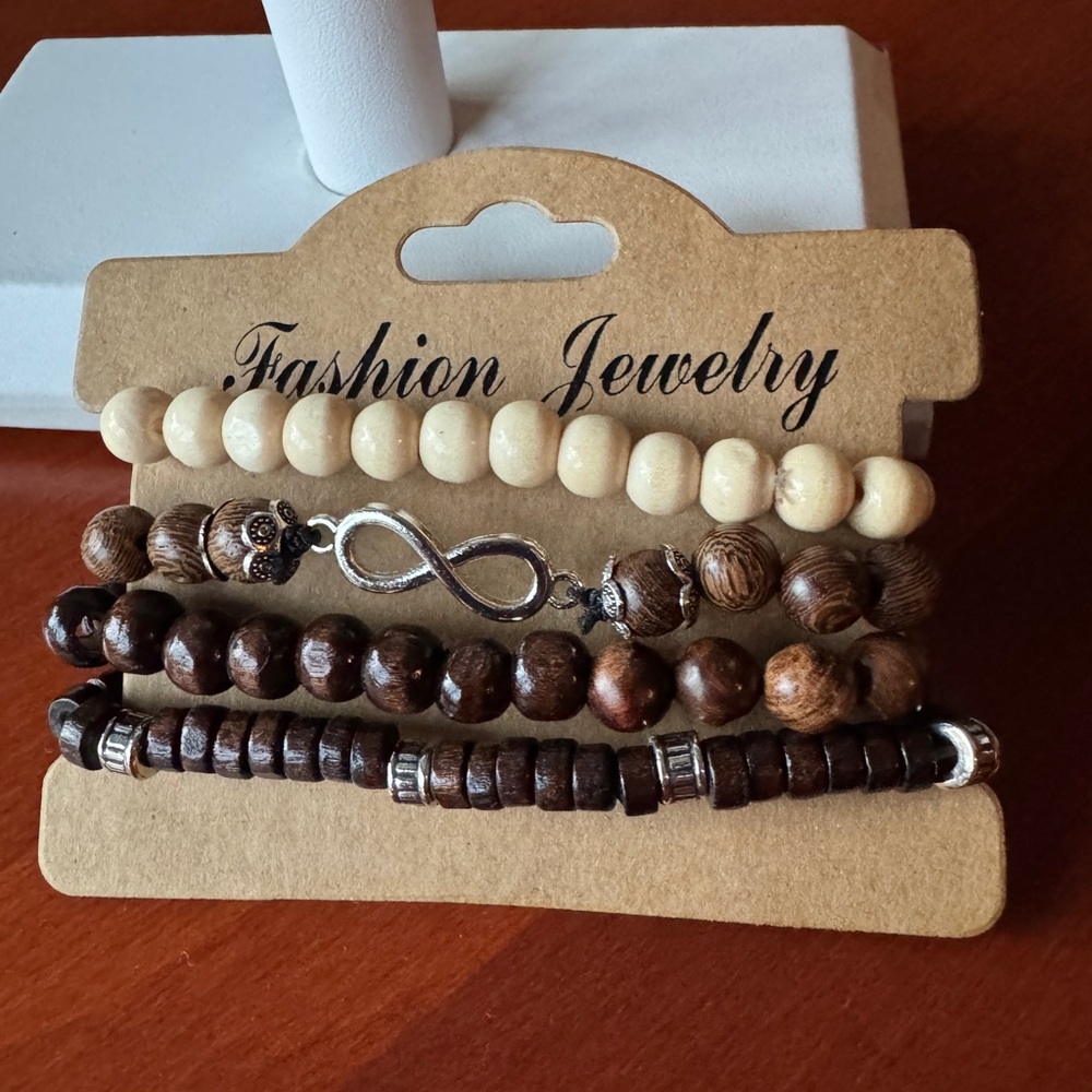 Beaded Stretch Bracelet Set with Infinity Charm